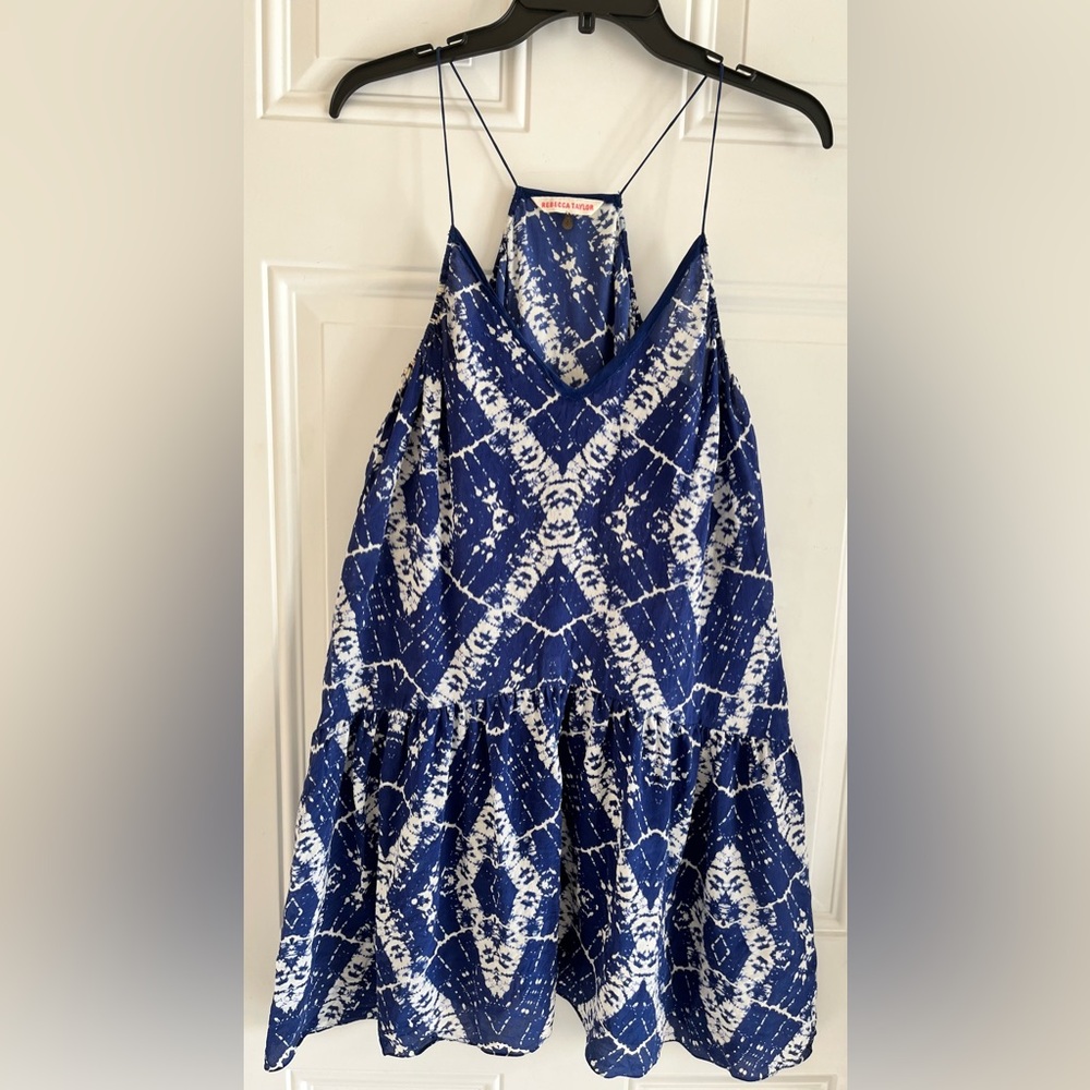 Rebecca Taylor 100% Silk‎ Top Women’s 6 Blue Floral Print Spaghetti Strap Boho